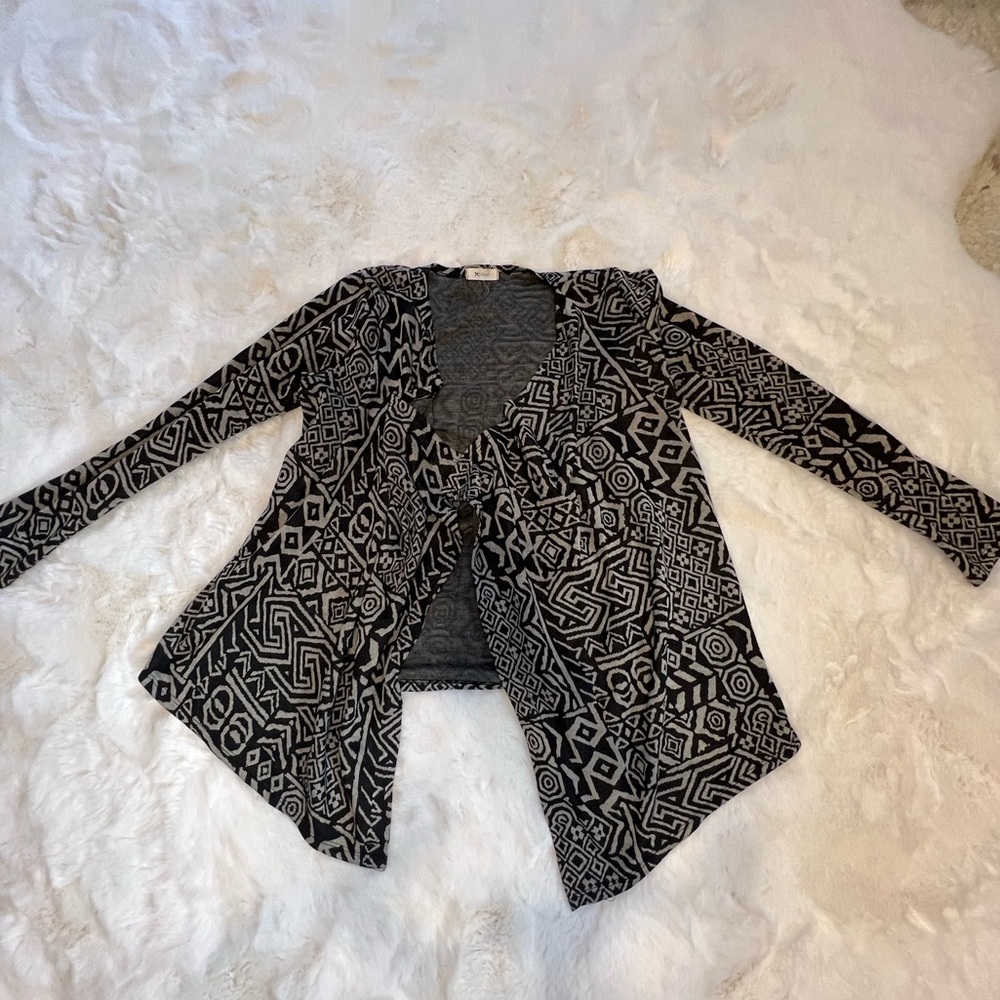 Everly hi-low tribal print cardigan.